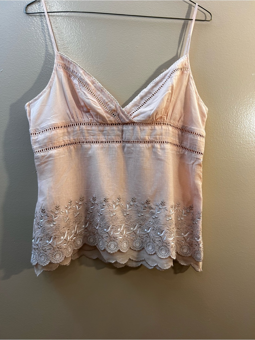 bebe Blush Pink Embroidered V-Neck Cami